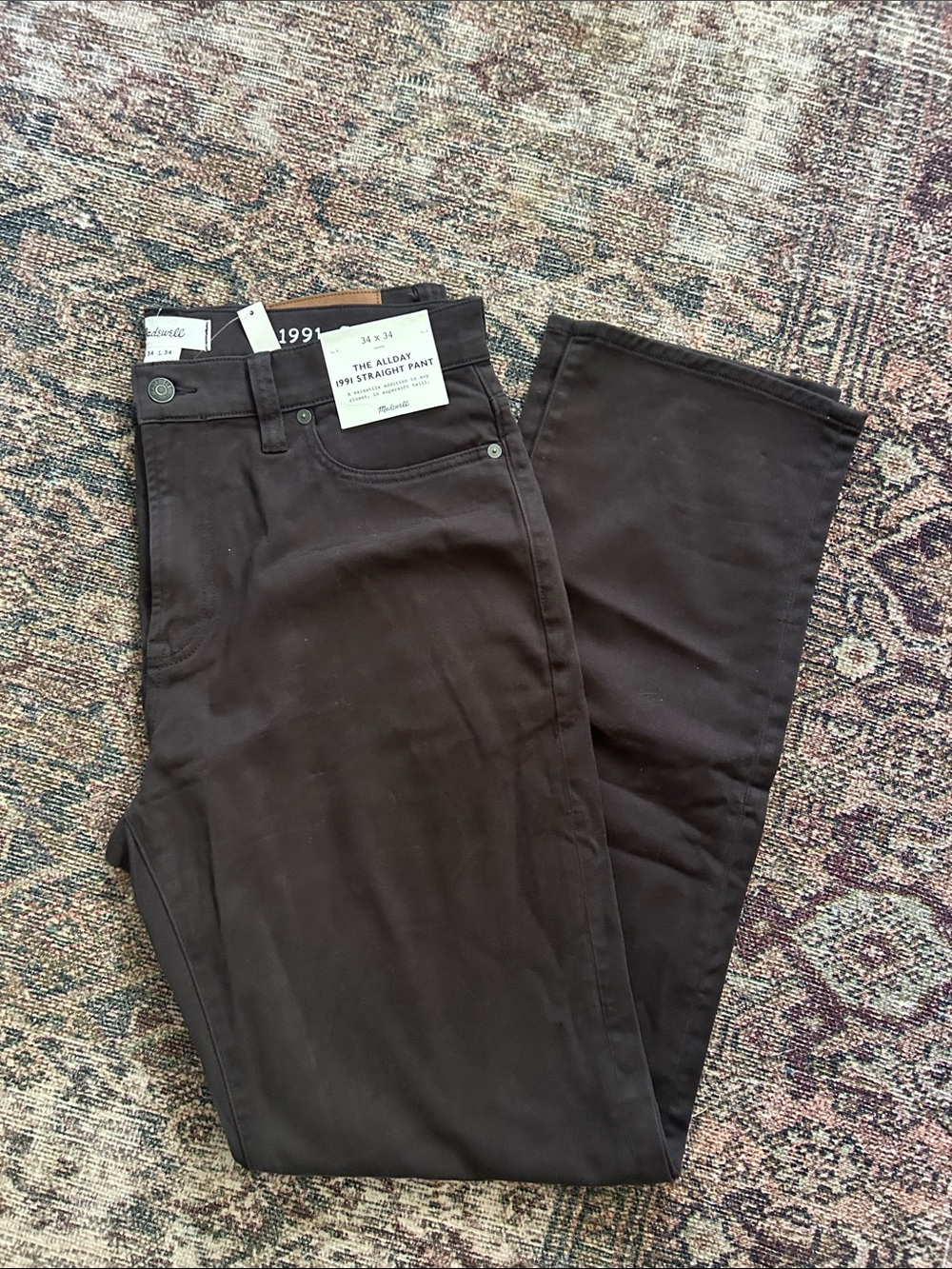 Madewell Men’s Allday 1991 Straight Pant in Dark Brown